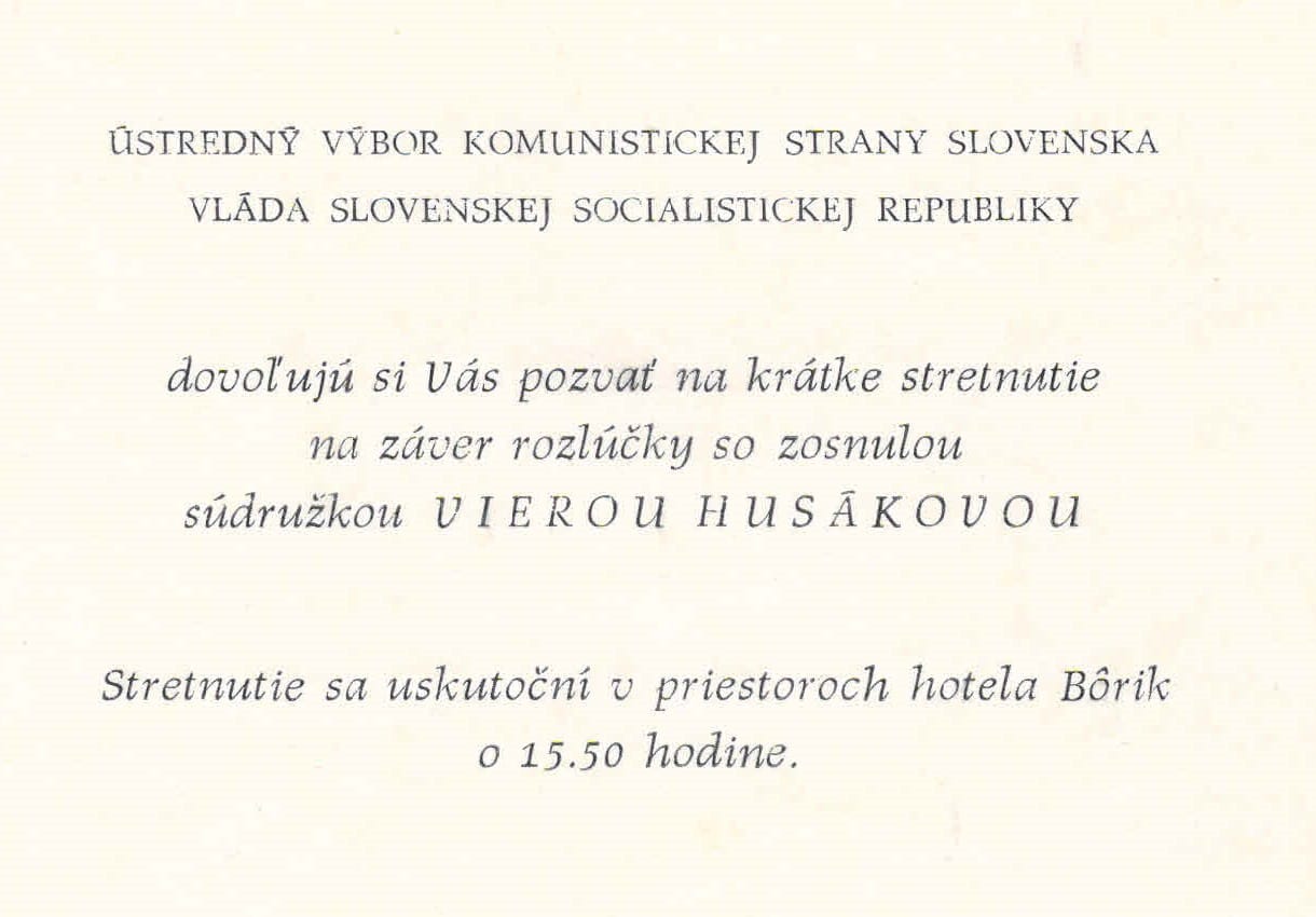 Pohreb Viery Husákovej manželky Gustáva Husáka 22.10.1977